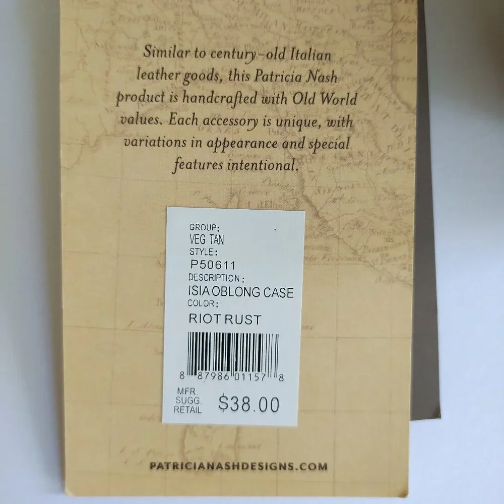 Patricia Nash Isla Oblong Case Riot Rust Leather Pencil Cosmetic Bag NWT - Picture 15 of 16